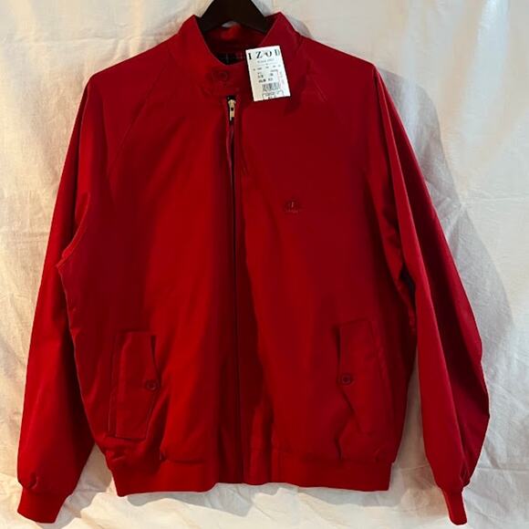 VTG NWT Izod Jacket Mens Harrington Red Plaid Lining Full Zip 90s Y2K Size Large - Picture 1 of 6